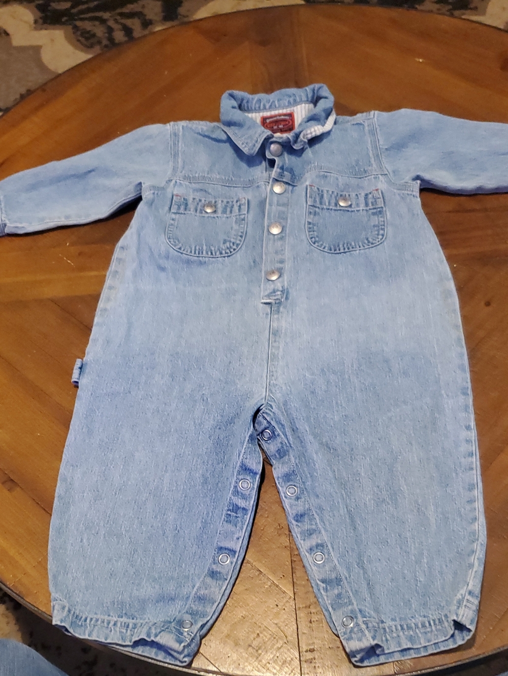 GAP Light Denim Baby Romper with Front Snaps